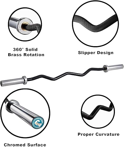Miniatura 3 de Chong - Barra olímpica de 47 pulgadas, 4 pies, 350 libras, 86 pulgadas, 7 pies, 1500 libras, barra de peso de rizo EZ, barra cromada de capacidad