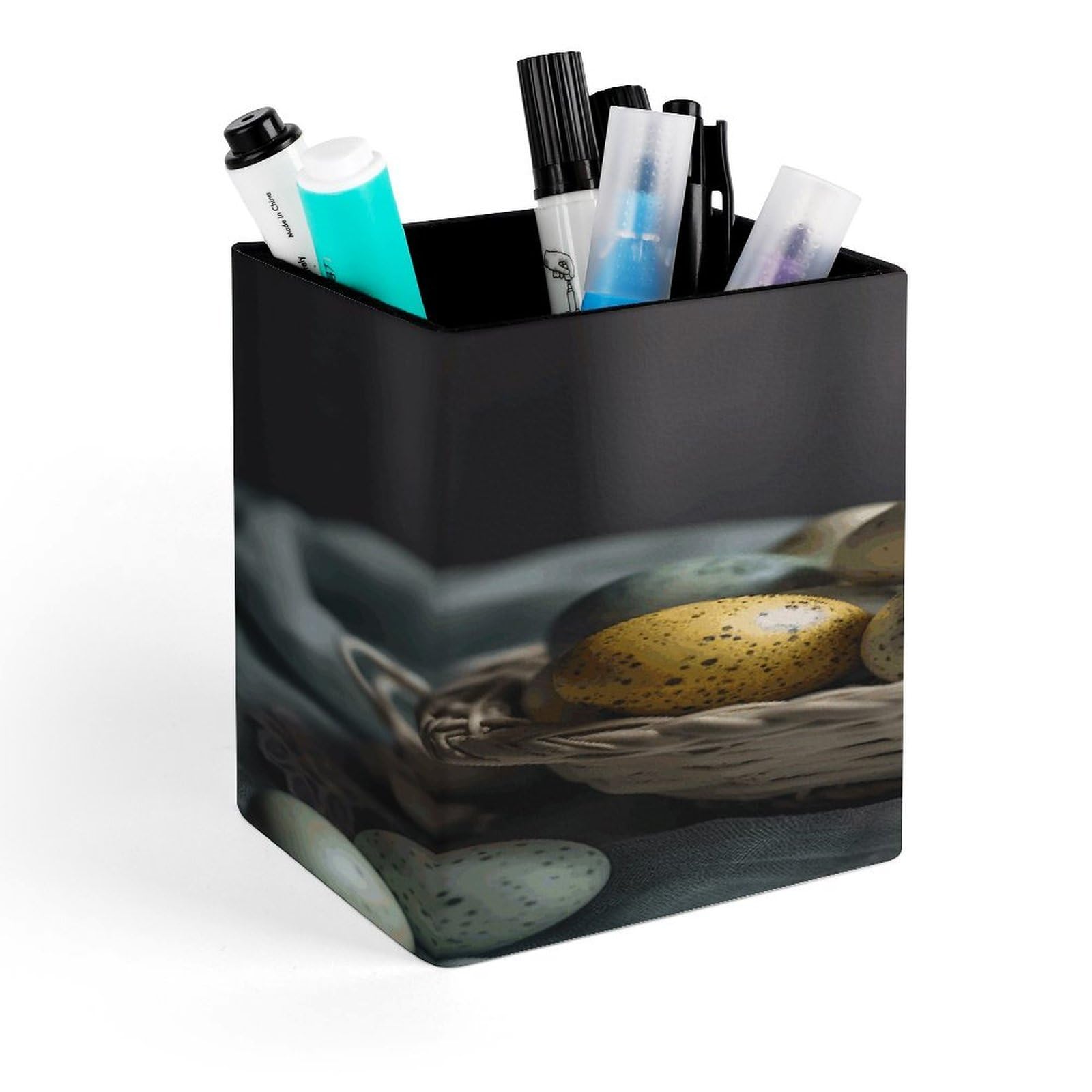 FekiLoot Easter Egg Basket Pen Holder Personalized Desktop Pencil Holders Case Office Accessories Container Box for Square Pen Cup Desktop Organizer Makeup Brush Holder Caddy Storage