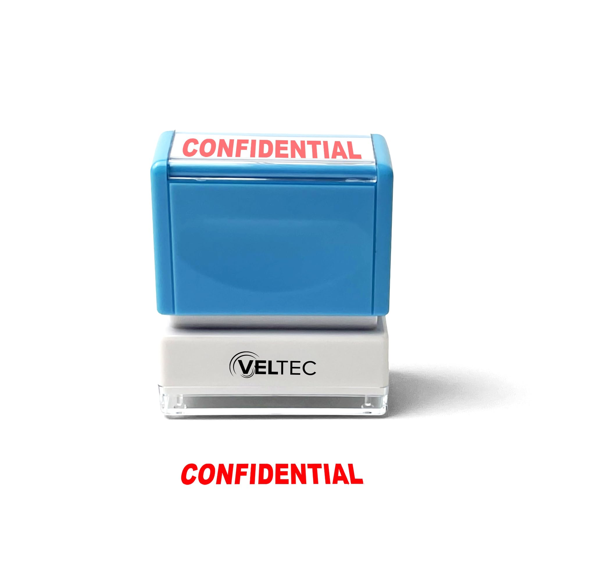 Veltec Premium Pre-Inked Message Stamp, Red Ink (Confidential)