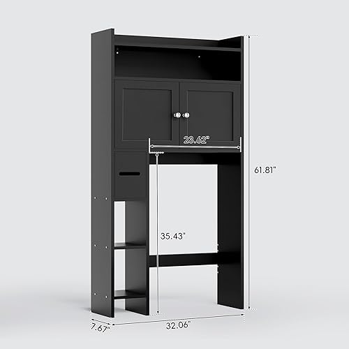 Miniatura 10 de MU Gabinete de almacenamiento sobre el inodoro con soporte de papel higiénico, organizador de almacenamiento de baño, estante de almacenamiento de
