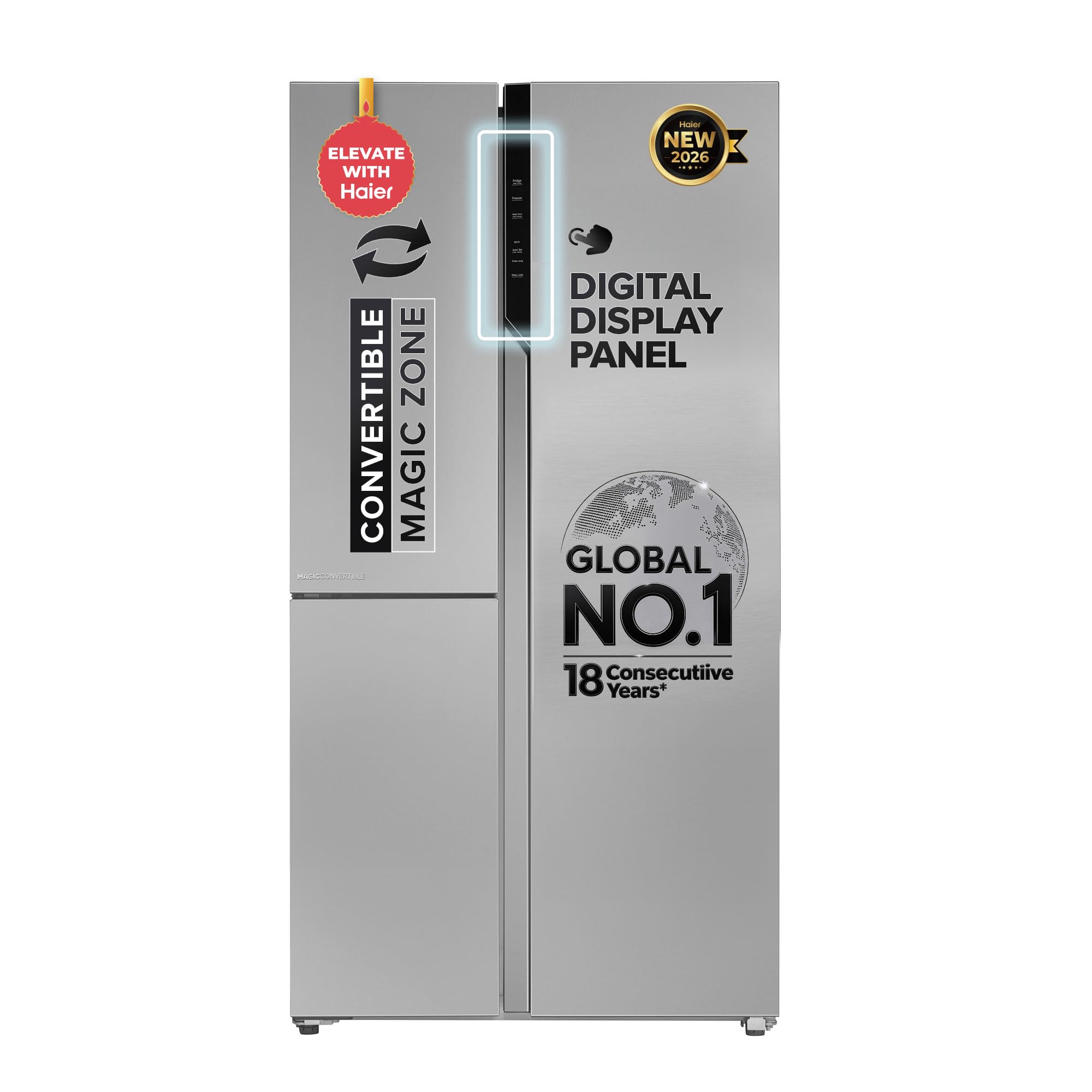 Add Haier 598 L 3 Star Frost Free Side by Side Refrigerator Inox Steel - Image 1