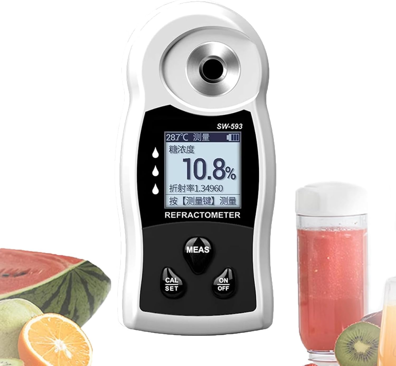 Réfractomètre Numérique Brix, Testeur de Sucre Portable à Compensation Automatique de Température (ATC), Haute Précision pour Vin de Fruits Bière Brassage Maison & Agriculture,32% brix