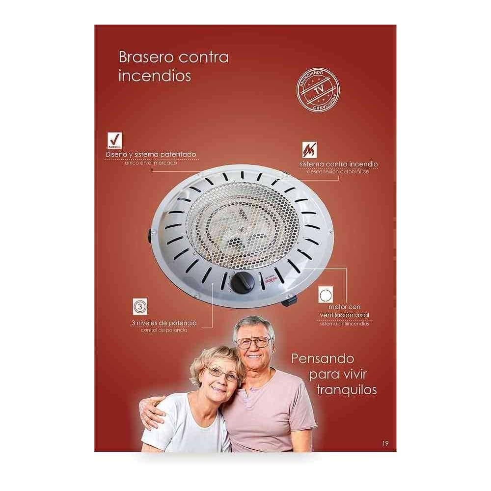 Bastilipo, BET-950, brasero de seguridad anti Incendios, 3 niveles de calor, 450/500/950W, bajo consumo, sistema patentado, 950 W, Otro, 3 Velocidades, Gris