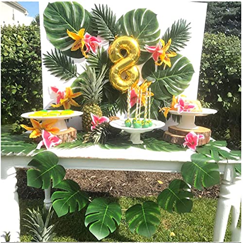 Leikedun Blätter, 12 Stück Palmenblätter, Monstera-Blätter, Pflanzen, für Hawaiische Dschungel Strand Thema Party Tischdekoration, Grün