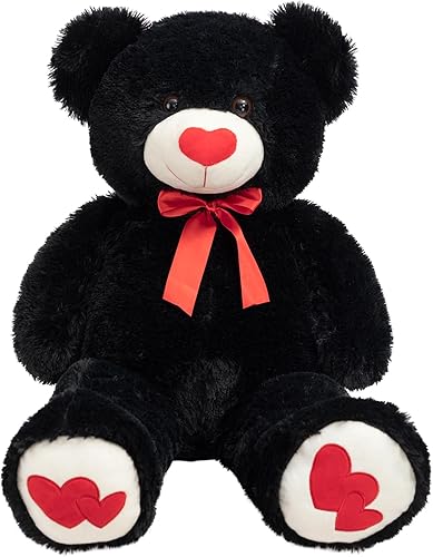 HollyHOME Oso de peluche grande con corazón rojo para novia y niños, día de San Valentín, 36 pulgadas, color negro