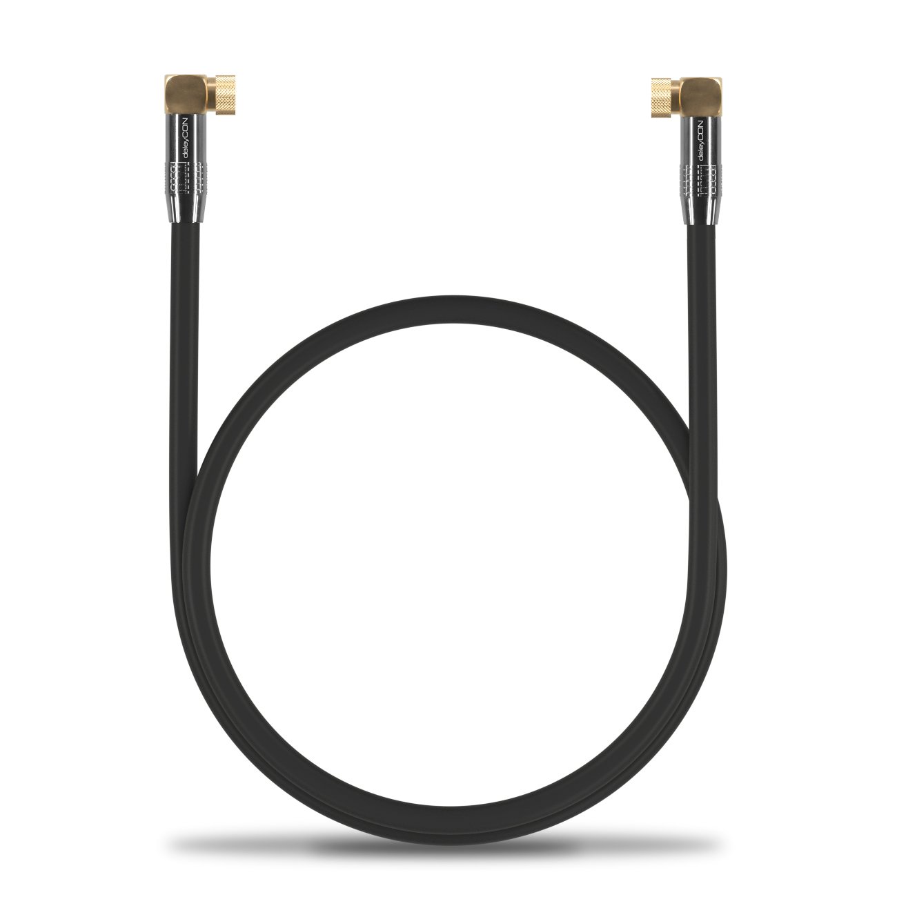 deleyCON 1m Cavo Antenna SAT HDTV Cavo Satellitare Cavo Coassiale 2x ad Angolo Connettore F (90° Gradi) al Connettore F (90° Gradi) - Connettore Metallico - Nero