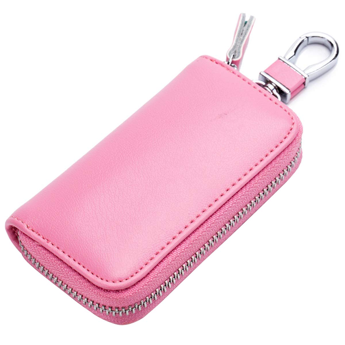 Esdrem Premium Leather Car Key Holder Bag Credit Card Holder Wallet Pink