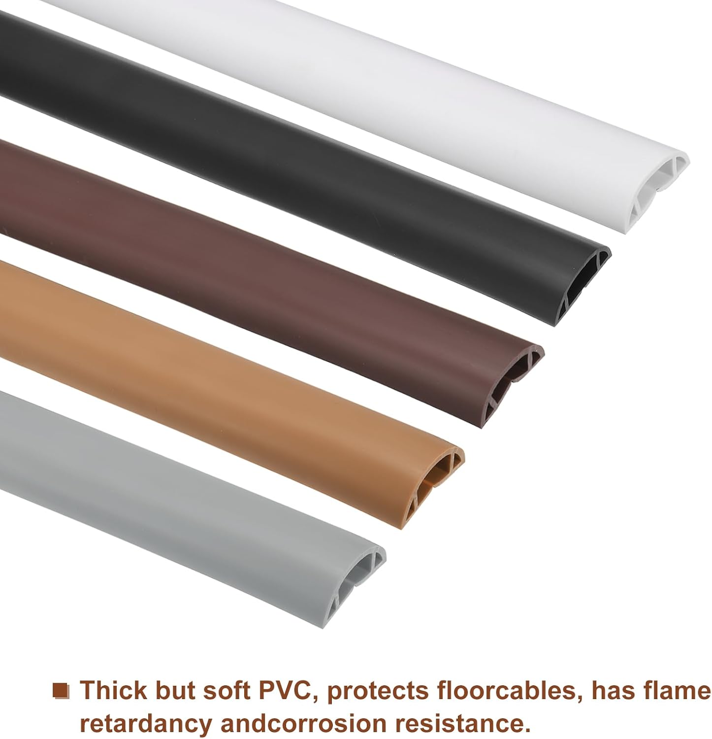 HARFINGTON 10ft Cord Cover Floor W0.71 x H0.39 Inner Channel PVC Hide Extension Cable Floor Wire Hider Wire Covers Protector for Prevent Cable Trips Cables Management, Brown