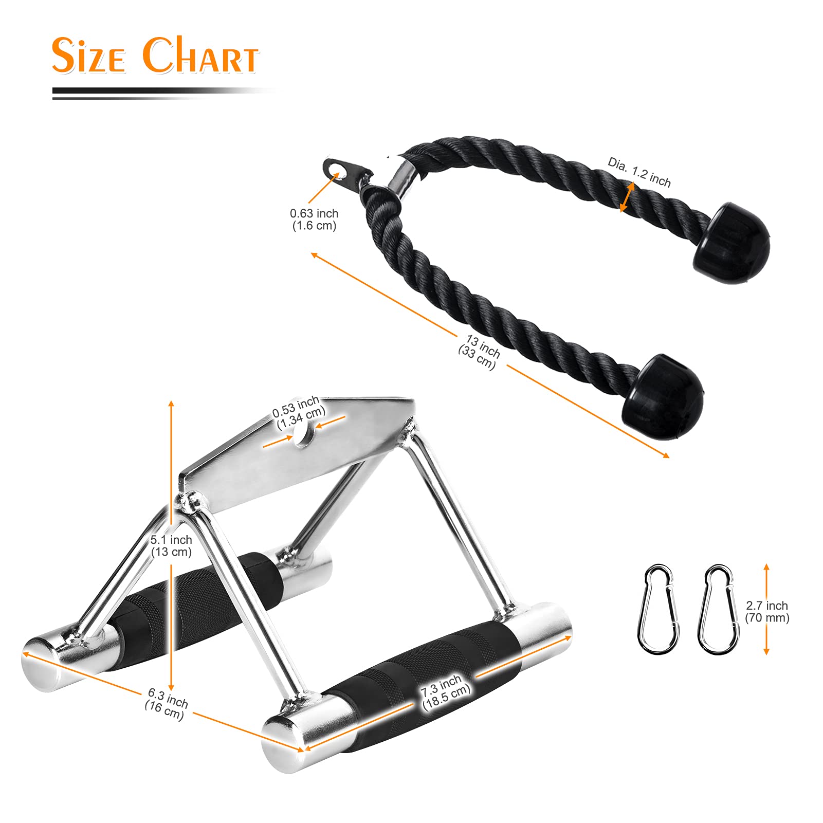 Agarres Poleas Gym, Cuerda para Tríceps y Agarres Paralelos para Maquina Gimnasio Mango Remo para Entrenamiento de LAT Pulldown en Casa