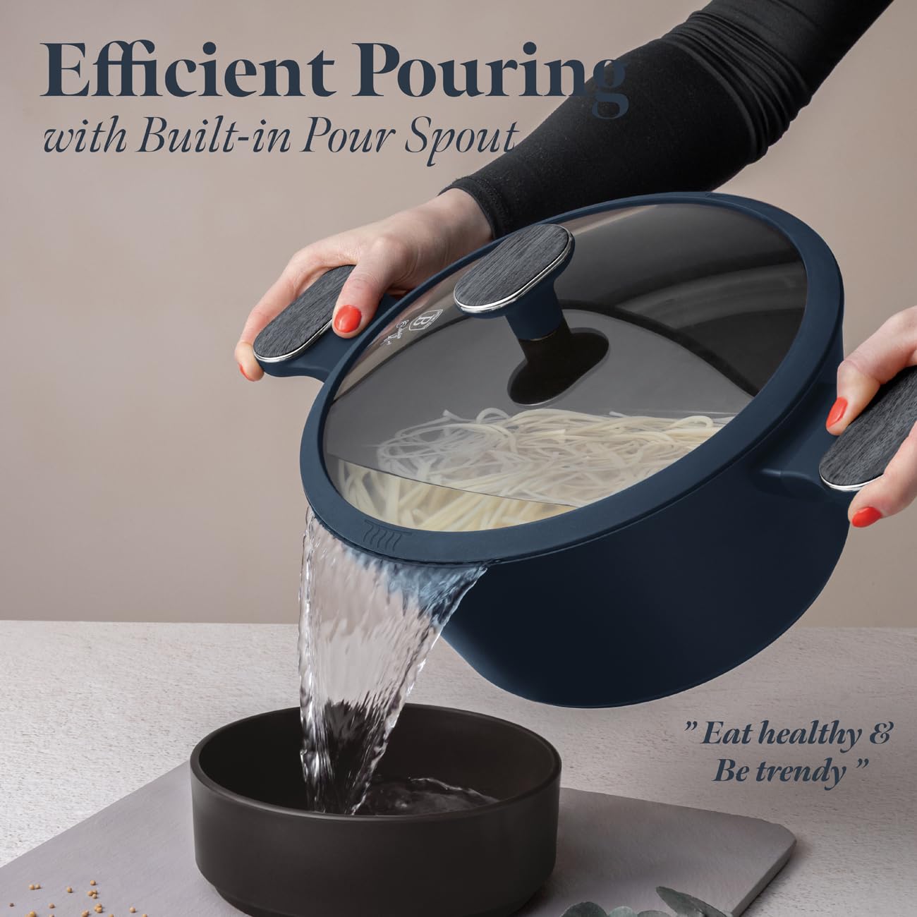 Berlinger Haus 15-teiliges Titan-beschichtetes Kochgeschirr Set - Deep Sea Kollektion, antihaftbeschichtet, langlebig, elegantes Design für effizientes Kochen und einfache Reinigung