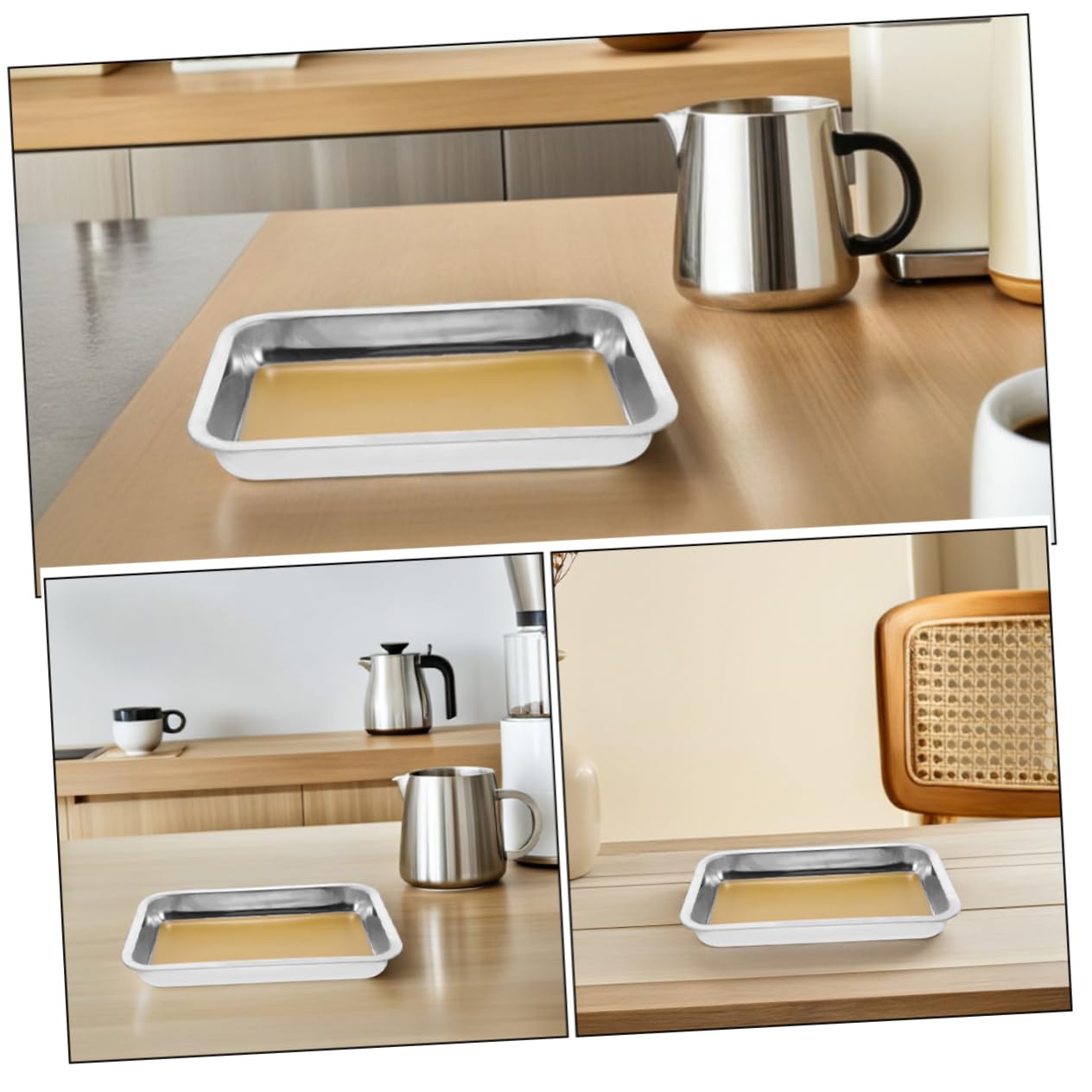 Vassoio di Dissezione A4 in Acciaio Inox, Set 2 Pezzi | Argento, Superficie Antiscivolo, Facile Pulizia, per Laboratori di Biologia e Scuola