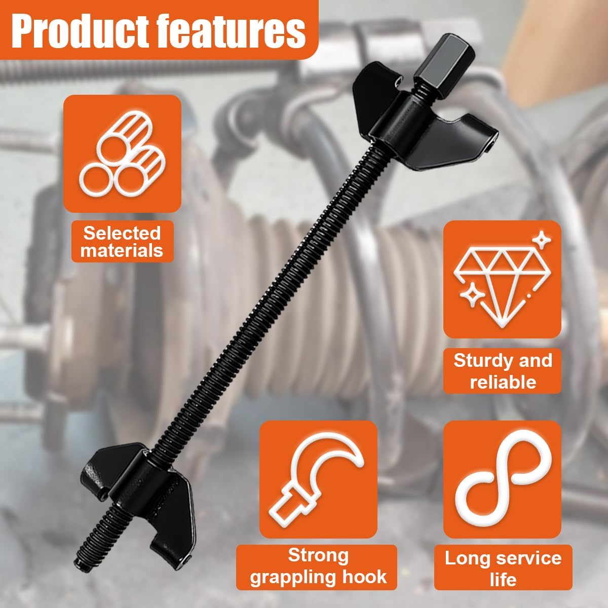 2PCS 14" Coil Spring Compressor Tool, Heavy Duty Auto Suspension Strut Installer Accessories, Universal Macpherson Coil Spring Compressor Kit with 2 Steel Jaws (Black)