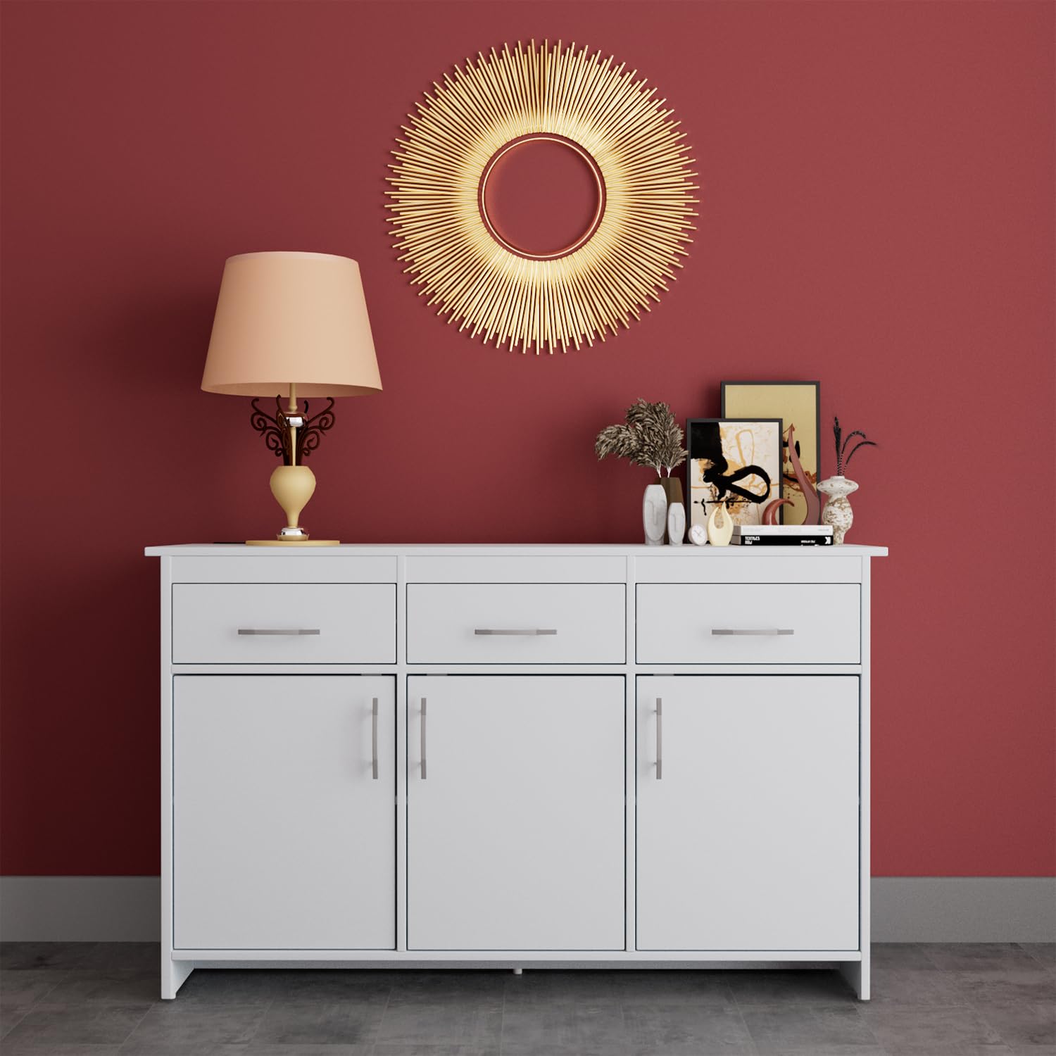 HomeTown Albert Cabinet (White, 3 Door Cabinet)-image-6