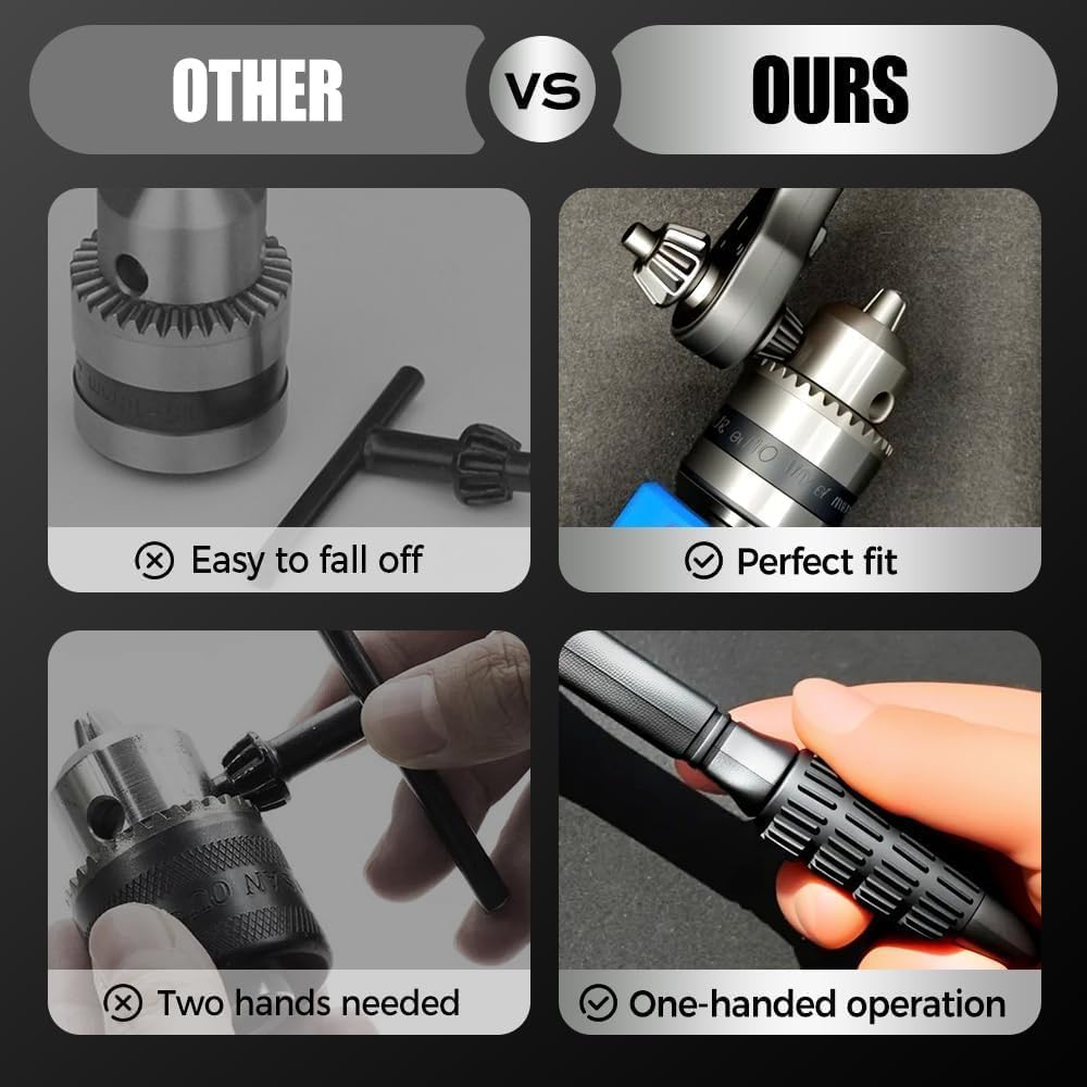 3 Models 2-in-1 Drill Chuck Ratchet Wrench, Drill Press Chuck Key - Universal Replacement Tool for Electric Drills & Power Tools with Extended Arm for Added Torque (All Size)