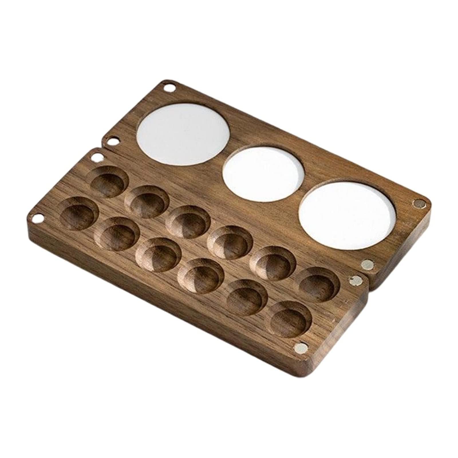 TAYASH Tiny Wooden Portable Watercolor Palette With Lid, Mini Empty 12 Grid for Gouache, Acrylic Paint, Record Beautiful Moments