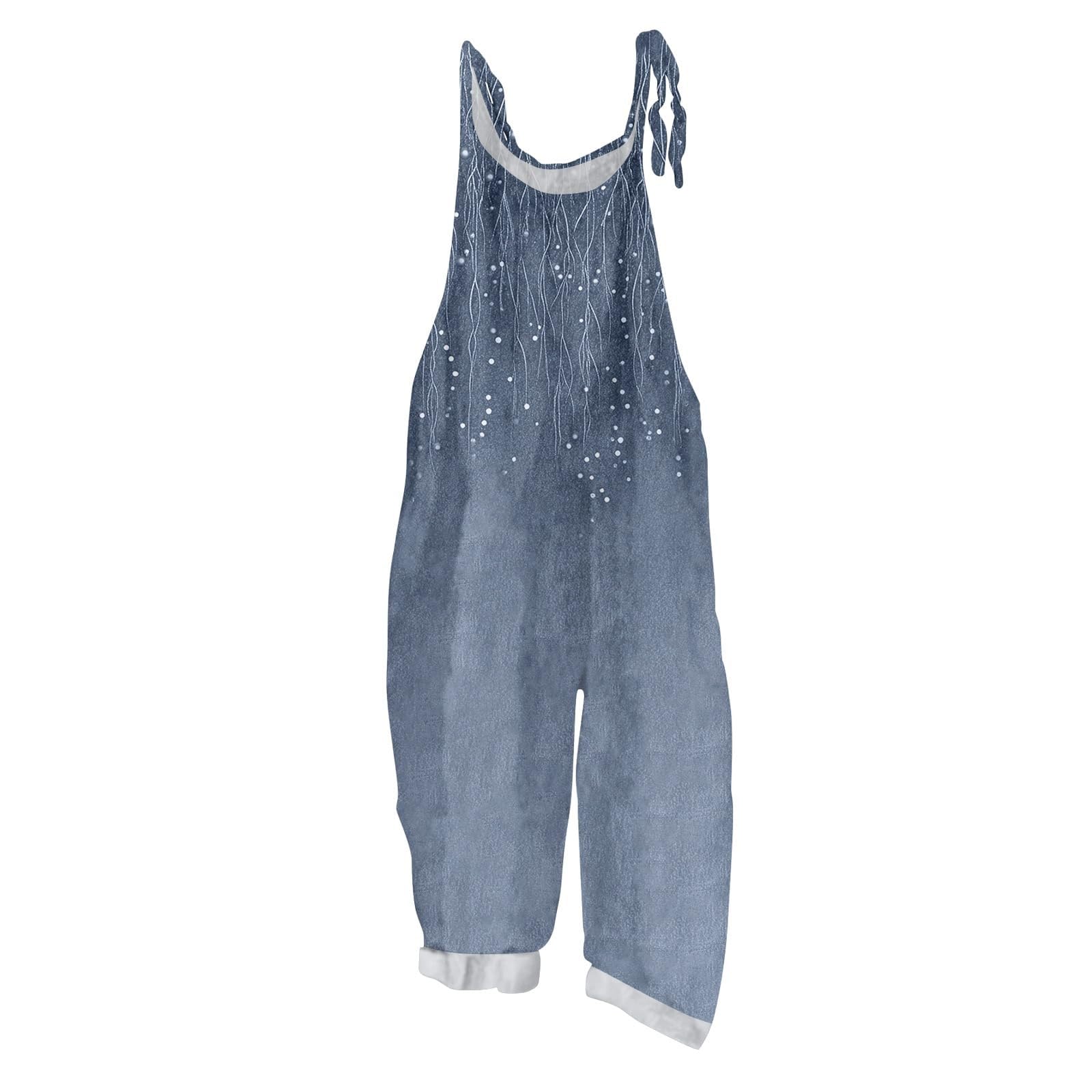 WWricotta Mono informal de verano con estampado, sin mangas, con pantalones de pierna ancha y diseño de tirantes para un estilo bohemio, mujer, bolsillos, para festivales y playa