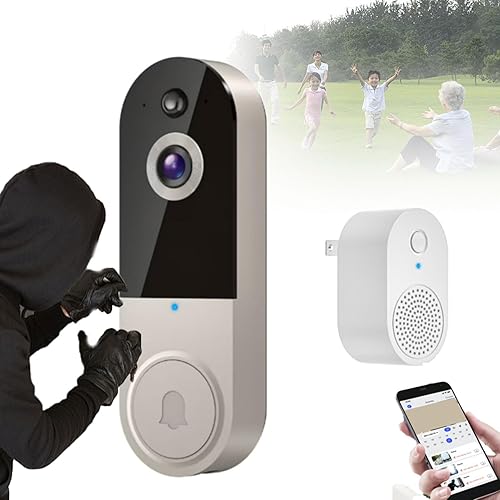 Timbre de puerta seguro inalámbrico, timbre seguro, timbre de puerta seguro con cámara, timbre seguro sin tarifa mensual, forma más inteligente de