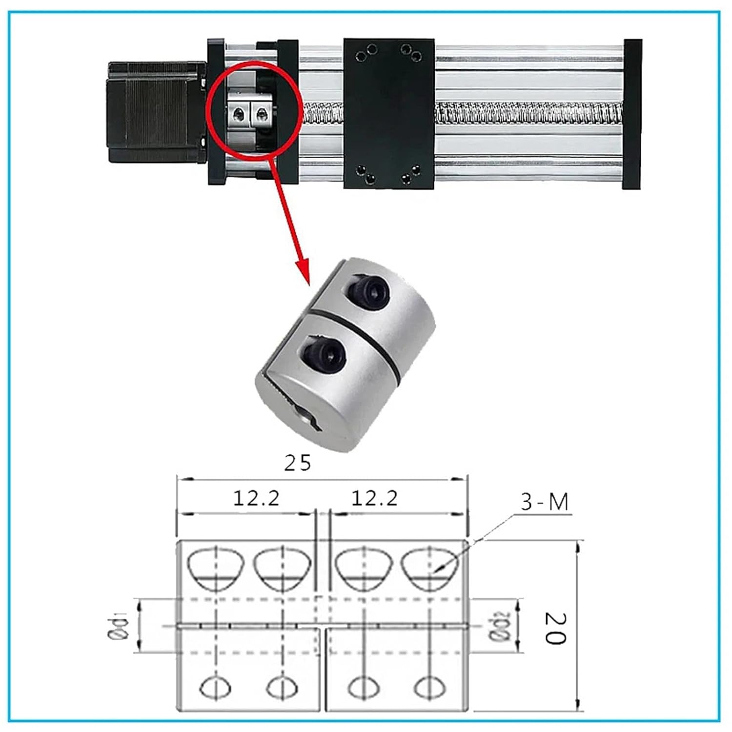 T8 Lead Screw Rigid Shaft Coupler Clamp Stepper Servo Motor Coupling D20L25 5x8 5Pcs(D20L25-10X10)