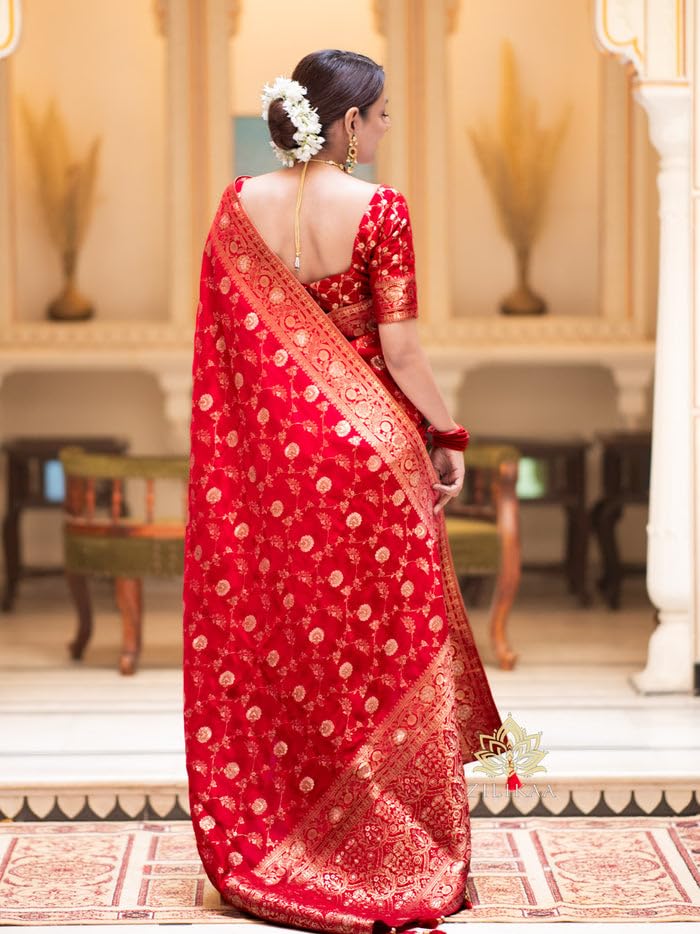 Image of C J Enterprise Women's Pure Kanjivaram Soft Silk Saree Banarasi Style Sarees For Wedding With Blouse Piece (Pari-165)