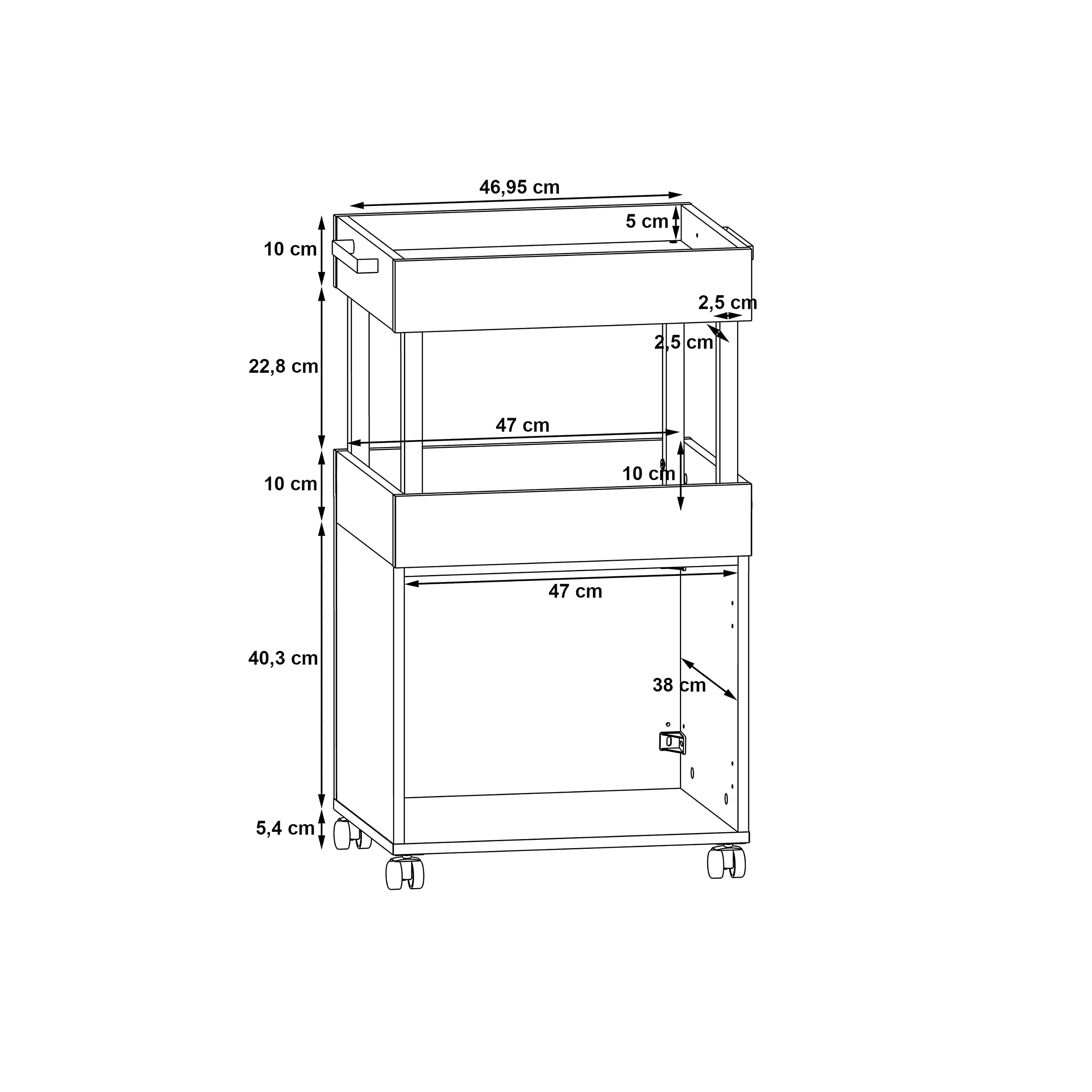 FORTE HOME BAR Barschrank mit Rollen und 1 Tür, Holzwerkstoff, Artisan Eiche / Schwarz matt, 50.2 x 88.5 x 41 cm