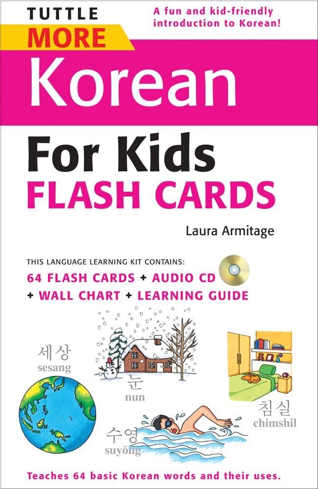Tuttle More Korean for Kids Flash Cards Kit: [Includes 64 Flash Cards, Audio CD, Wall Chart & Learning Guide] (Tuttle Flash Cards) Cards – March 10, 2010