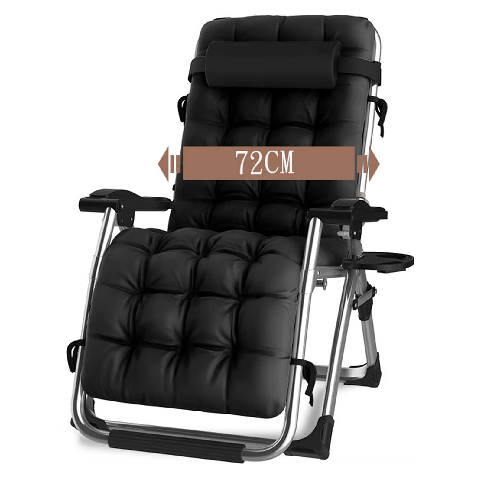 Chaise longue de jardin pliante extra large avec porte-gobelet intégré pour terrasse