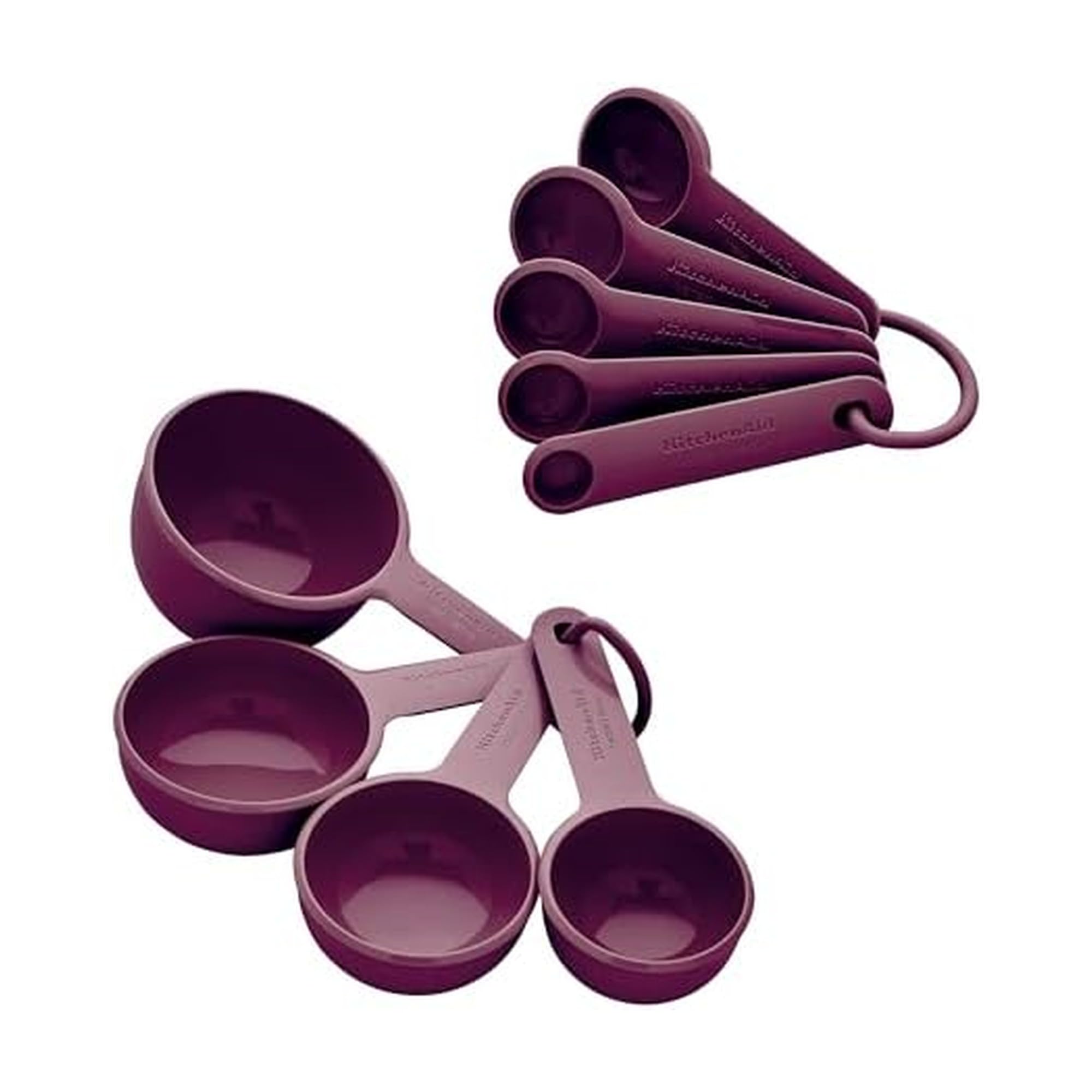 KitchenAid Universelles, leicht ablesbares Messbecher- und Löffel-Set mit weichem Griff für maximale Kontrolle, Loch zum Aufhängen und Verschachteln für einfache Lagerung, spülmaschinenfest, 9-teilig,