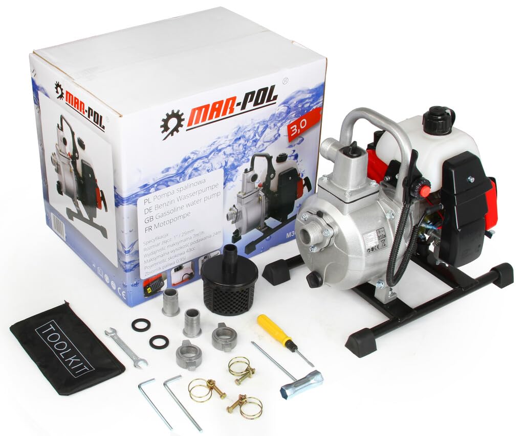 Motopompa a Scoppio 1" | 8.000 Litri/ora | Motore 2 Tempi Monocilindrico | 2 kW | Prevalenza 25 m | Profondità Aspirazione 8 m | 7000 Giri/min