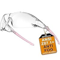 HTS Huntersky ANSI Z87.1 Anti-Fog Wraparound Clear Safety Glasses - UV400 Pickleball Lab Goggles, Scratch-Resistant