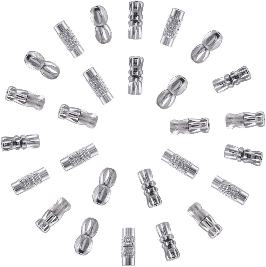 FASHEWELRY 120Pcs Brass Tube Screw Clasps Golden & Platinum & Silver Plated Metal Cord End Caps Twist End Tip Caps for Bracelet Necklace Jewelry Making