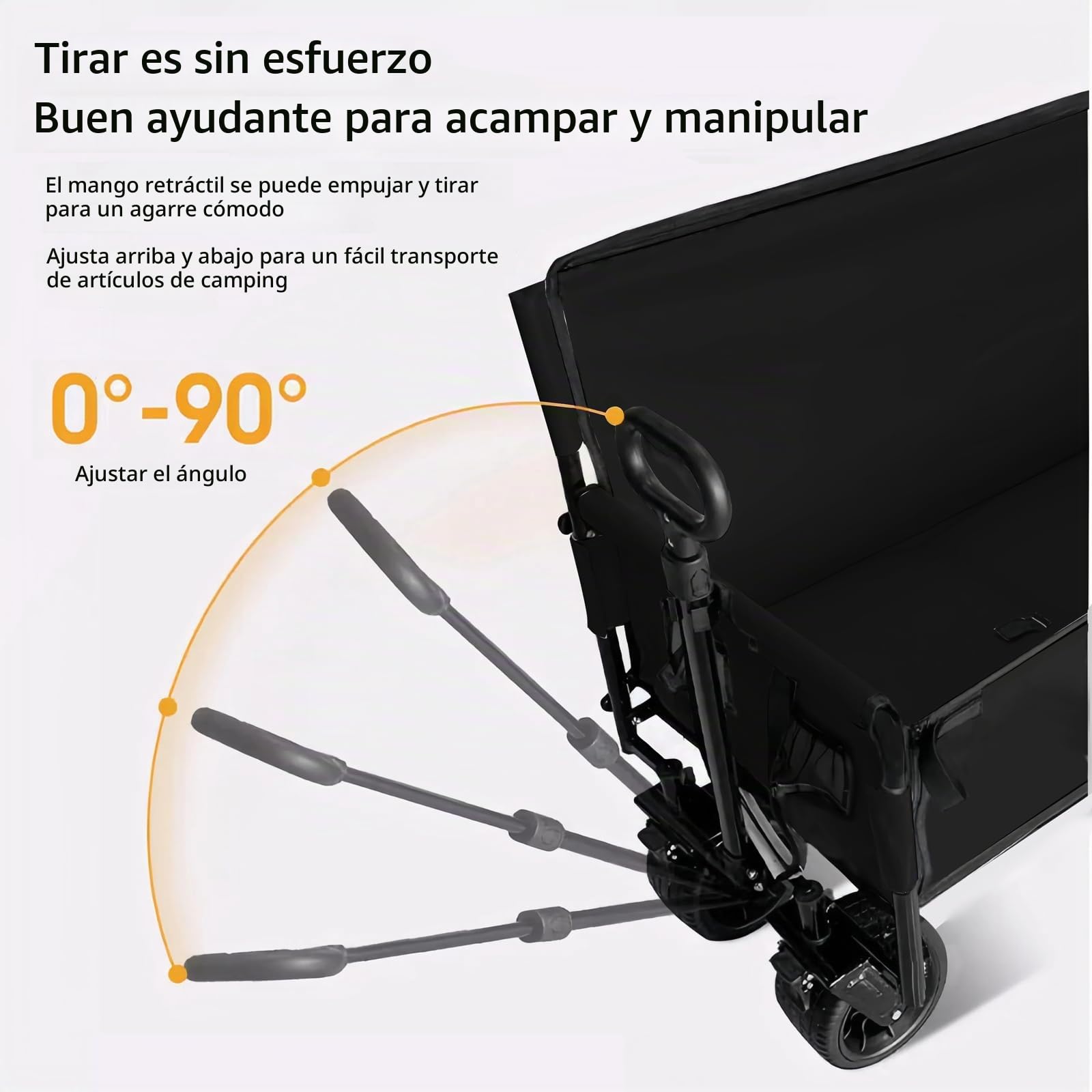 Nine point nine Carro Playa Se Convierte en Banco, Capacidad de 445LBS Carrito Plegable, Carrito Transporte con asa Flexible, Carro Playa Ruedas Grandes (008 Black)
