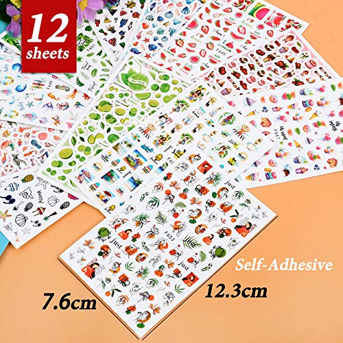 VINFUTUR 12 Blatt Nagelsticker Selbstklebend Sommer Nagelaufkleber Nail Art Aufkleber Nagelfolie Nail Sticker Tattoos… – Bild 3