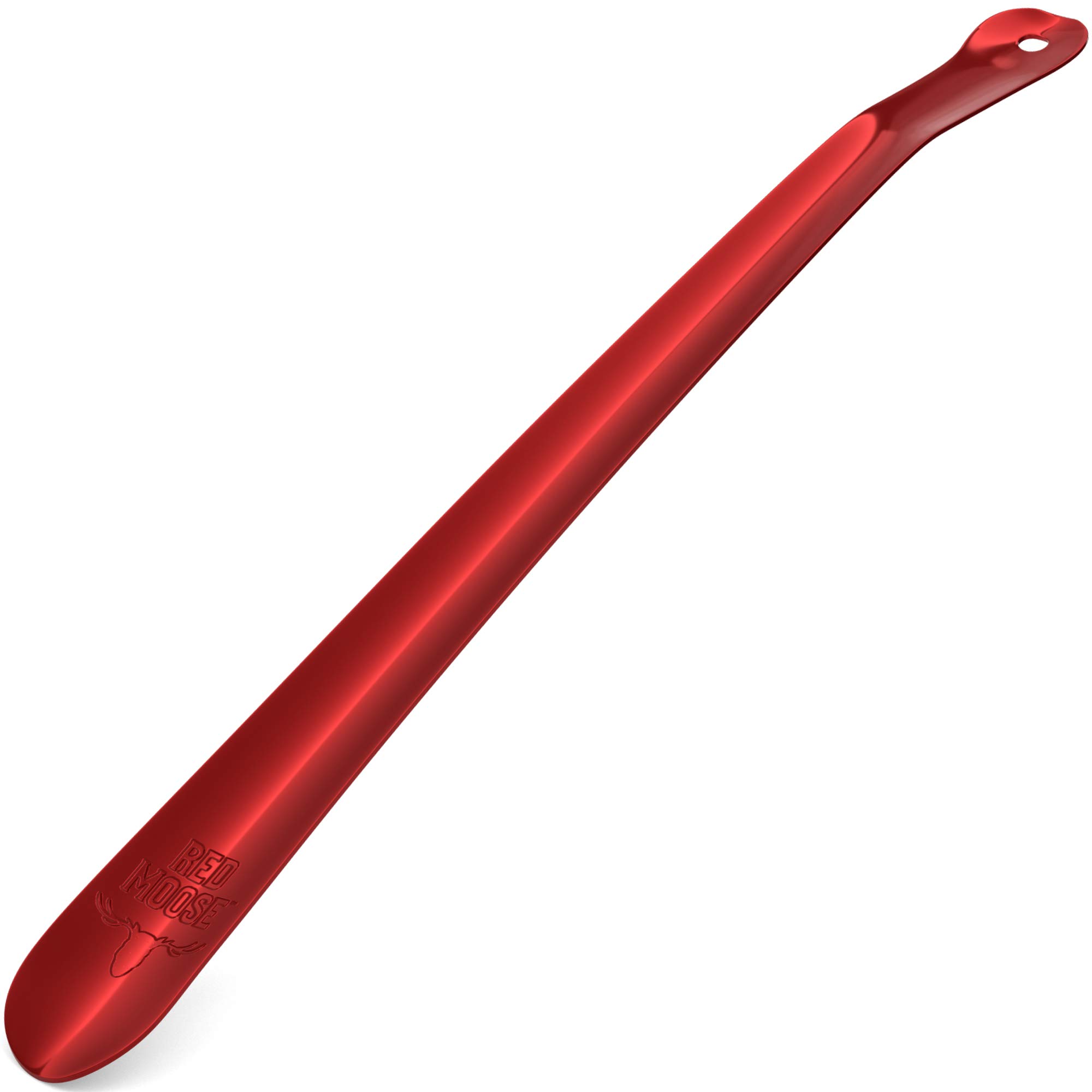 Long Shoe Horn - 16" Shoe Horn Long Handle Wear Shoe Helper - Cherry Red - Red Moose