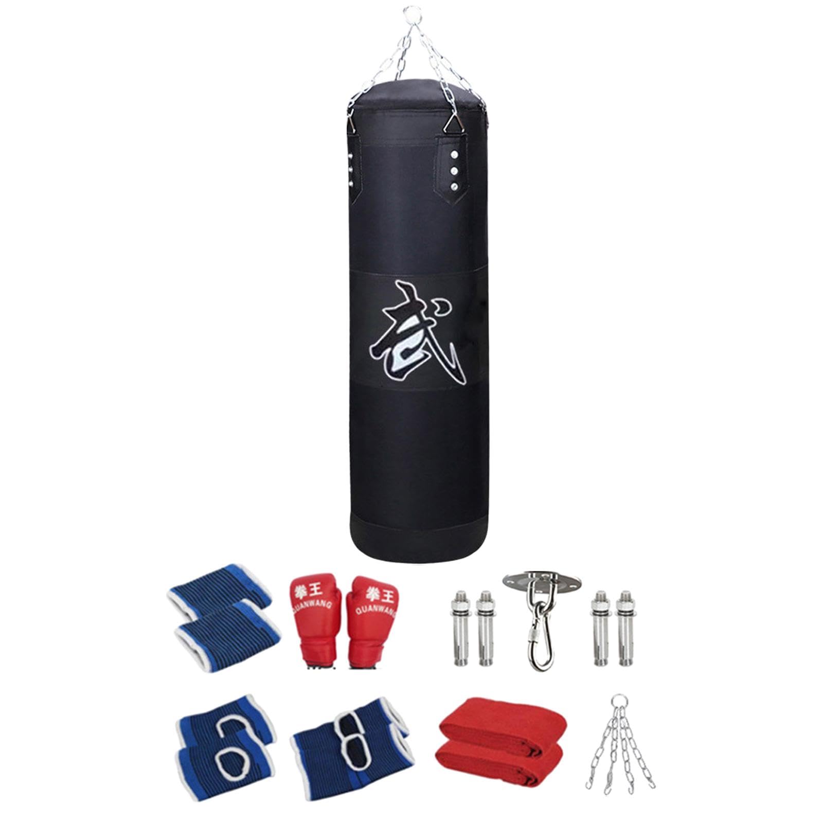 rockible Saco de Boxeo Colgante sin Relleno, Saco de Boxeo con Guantes, Protectores de Manos, Saco de Boxeo rellenable para Adultos y niños, Taekwondo