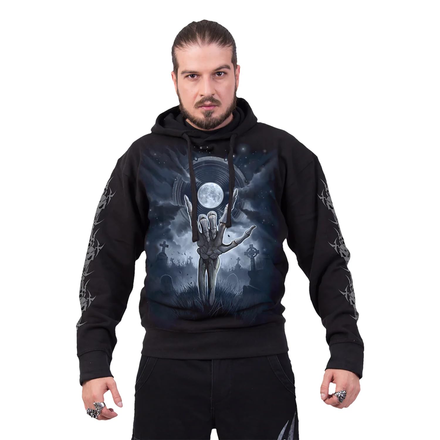 Spiral Hoody Black Sudadera con Capucha para Hombre