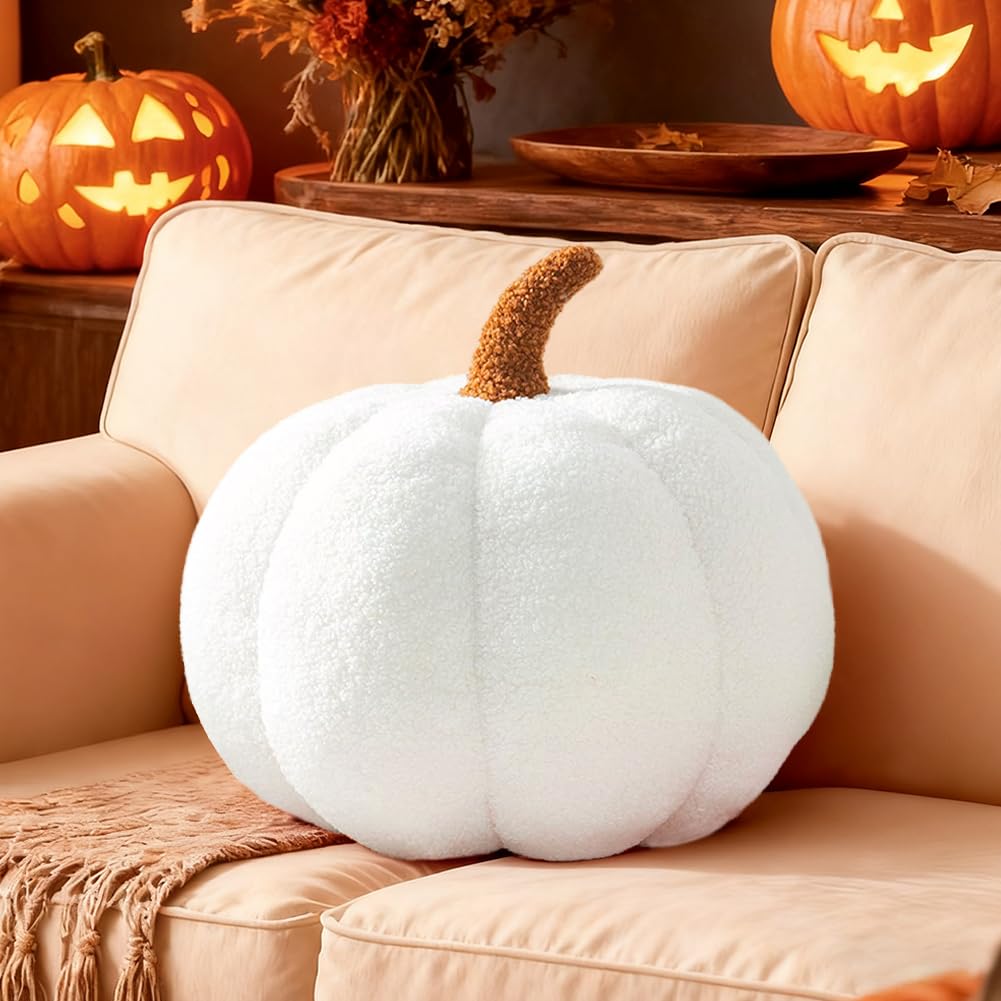 Pumpkin Plush Pillow Halloween Pumpkins Plush Toys Soft Pumpkin Throw Pillow Gifts for Home Decoration Party Favors (B)