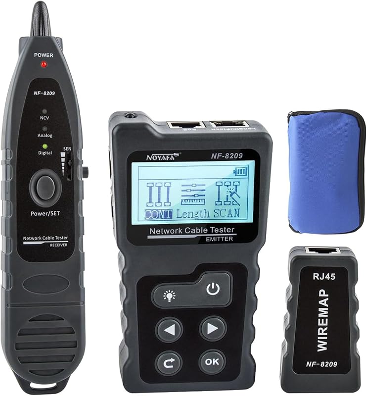 NOYAFA NF-8209 Network Cable Tester, Ethernet Cable Wire Tester with POE & NCV for CAT5/CAT6 Wire Tracer, Length Test, RJ45 Network Tester Kit for Cable Tracer Telephone Line Finder Home Repair