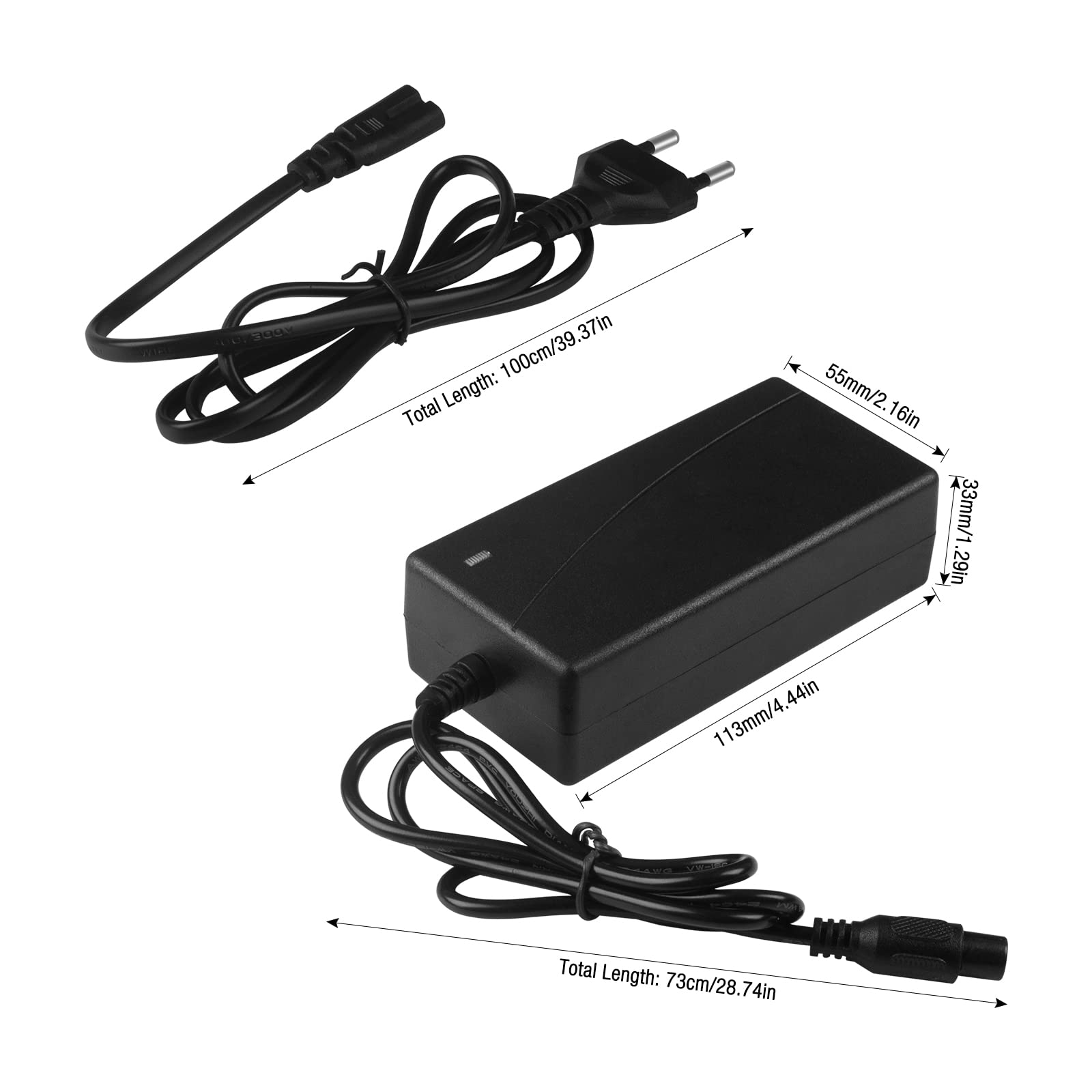 Hoverboard kabel do ładowania, XPJBKC 42 V, 2 A, ładowarka do deskorolki elektrycznej, kabel do ładowania z wyświetlaczem LED, 36 V, ładowarka do deskorolki samobalansującej, 3 otwory