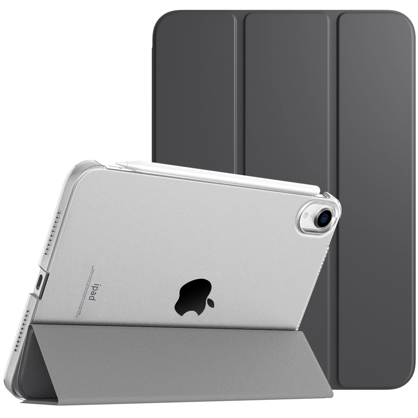iPad Mini A17 Pro ケース iPad mini7 ケース iPad Mini6 ケース TiMOVO iPad mini 第7/6世代 カバー 8.3インチ 2024/2021 背面半透明 PC製 PUレザー 三つ折り スタンド PencilPro/第2世代ワイヤレス充電に対応 マグネット式開閉 オートスリープ機能 耐久 軽量 薄型 衝撃吸収 スペースグレー