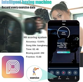 Boxing Machine Wall Mounted, Smart Music Boxing Machine with LED, Electronic Punching Machine with Phone Holder & Boxing Gloves for Home Exercise Stress Release Boxing Game