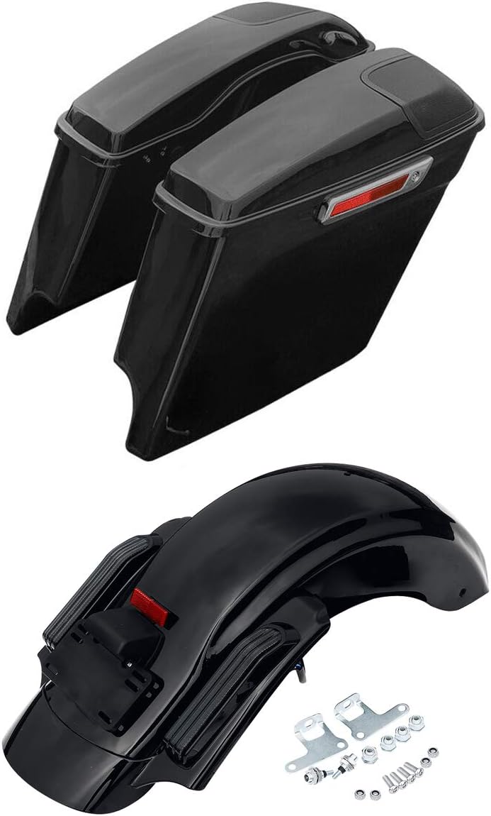 Rear Fender System and Stretched Saddlebags w/ 5 x 7 inch Speaker Lids Fit for Touring models 2014-later