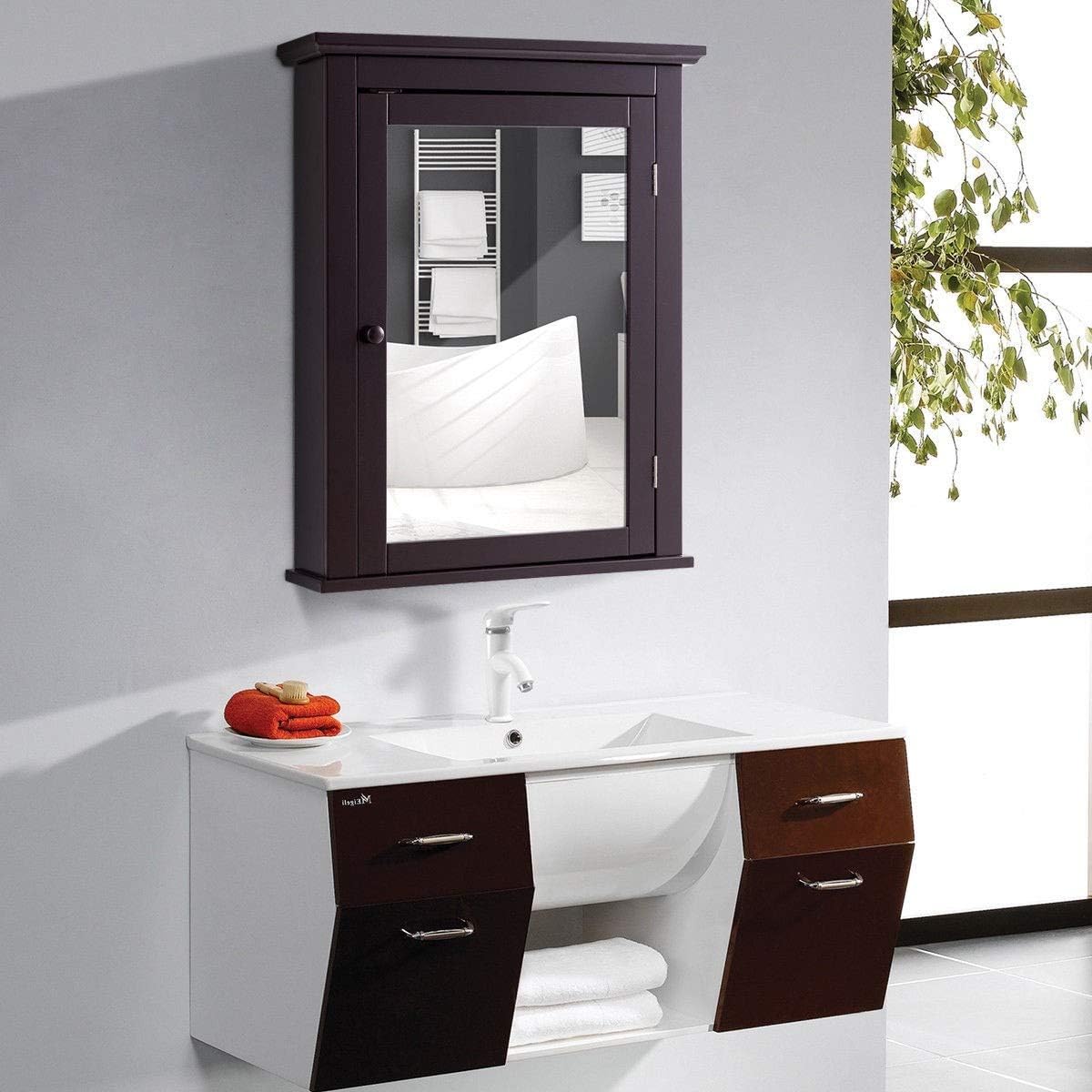 Bathroom Wall Mounted Storage Mirror Medicine Cabinet Organizer Useful