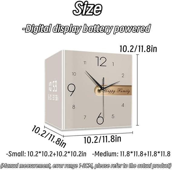 Double Sided Modern Wall Clock, Decorative Wall Clock, Silent Art Clock (A, Medium, Beige)