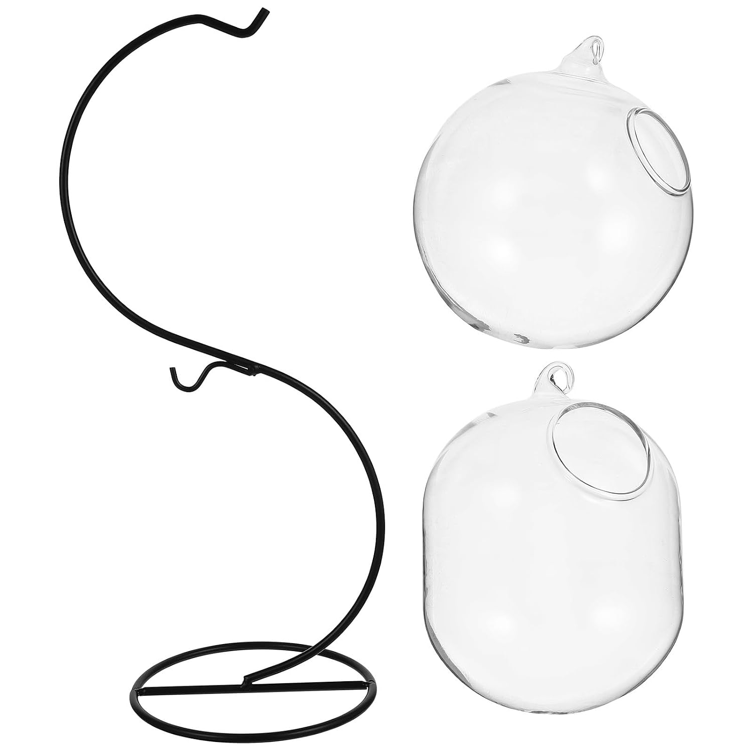 ULTECHNOVO Desktop Glass Fish Tank with Iron S-Shape Rack, 12cm Round Vase and Medium Winter Melon for Water