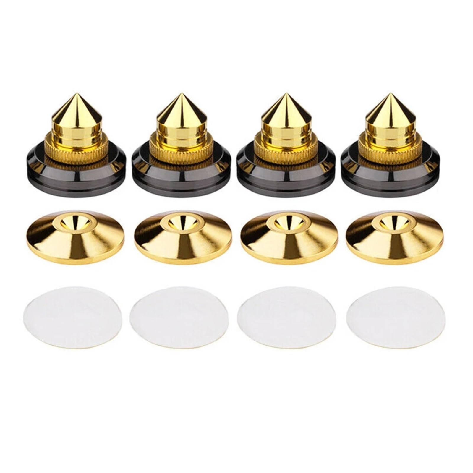 Inox SpeakerSpike 4 set di punte for altoparlanti dorate | Subwoofer CD Audio Amplificatore Isolamento Piedini di supporto Scatola altoparlante Chiodi Cono