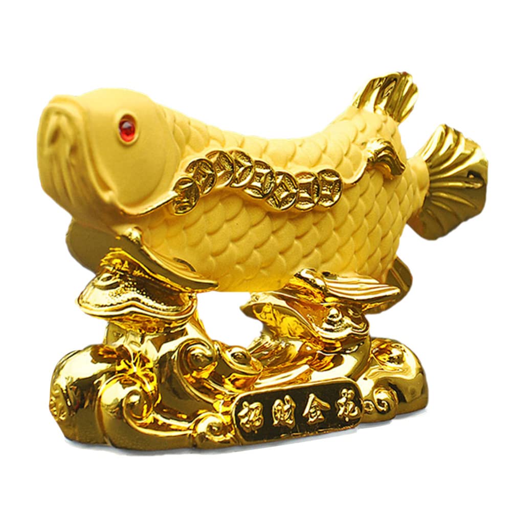 GANAZONO Ornament Fengshui Fish Figurine Figurines Fish Statue Fish Car Ornament Fengshui Chinese Carps Chinese Wealth Fish Feng Shui Wealth Good Resin Auto Accessories Manual