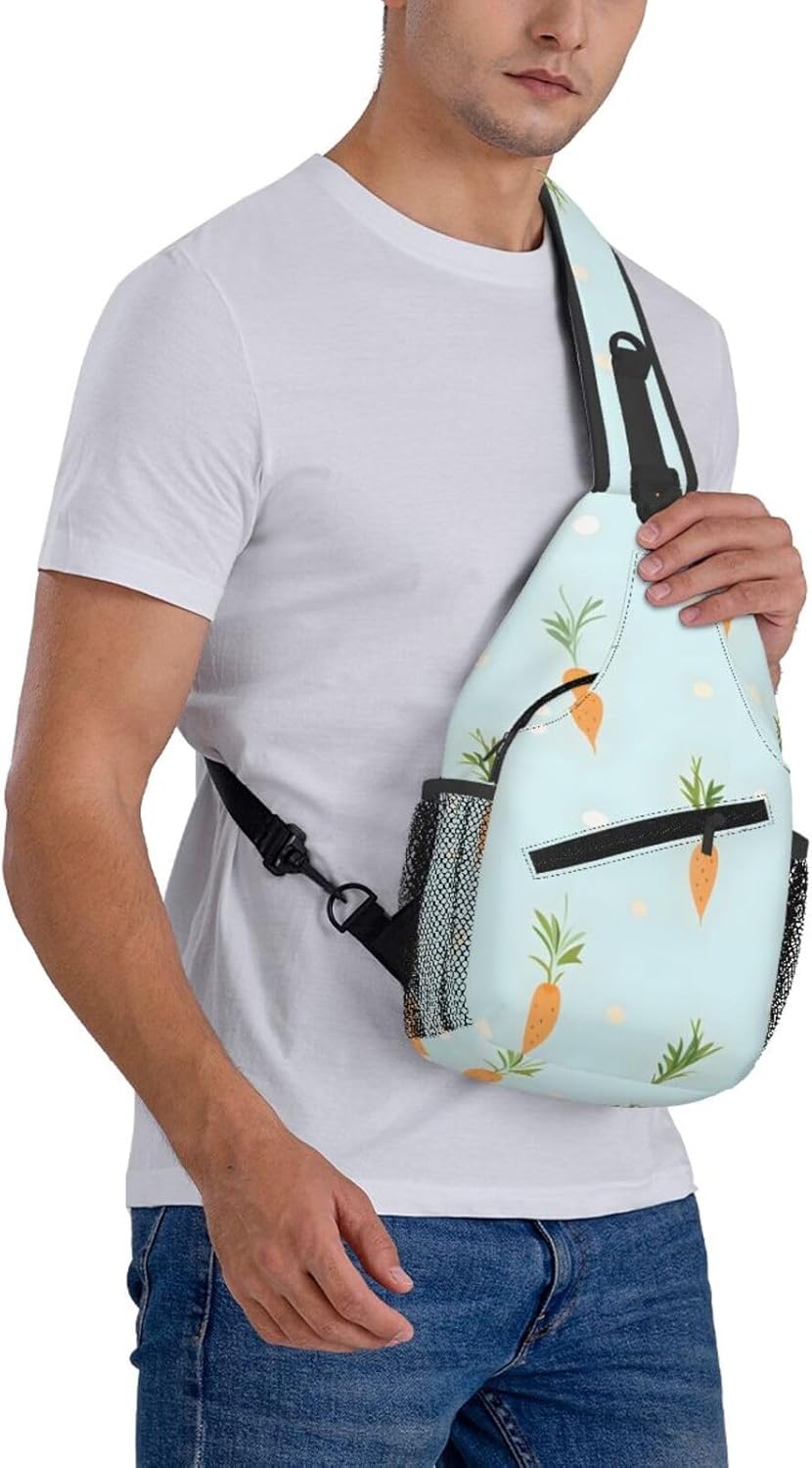 Carrot Polka Dot Sling Bag Crossbody Bag for Men Women, Daypack Chest Backpack Shoulder Bag for Travle Hiking