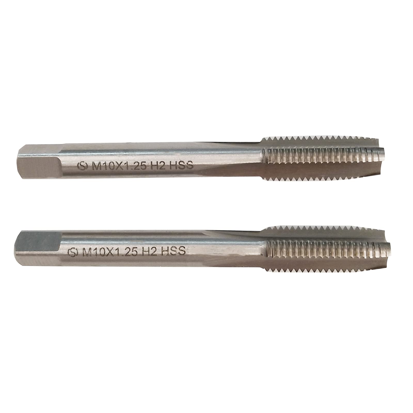 HUAZHICHUN M10×1.25 Metric Hand Tap,Thread Tap Pitch Straight Flutes HSS Right Hand Tap (2pcs)