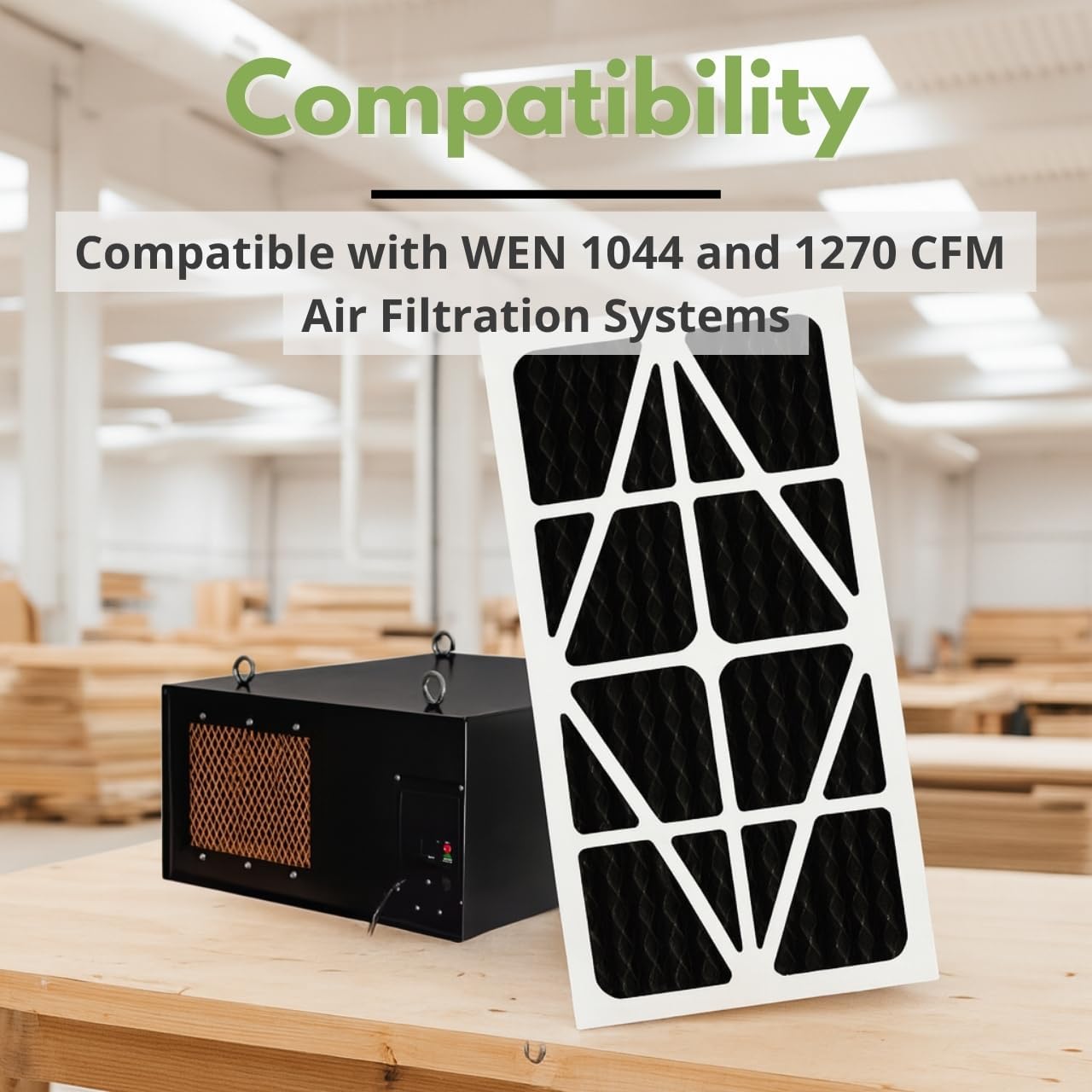 Nispira 5-Micron MERV 11 Activated Carbon Outer Air Filter, Replacement for WEN 1044 CFM 1270 Air Filtration System (Model 1044 AF9235C), 2 Packs
