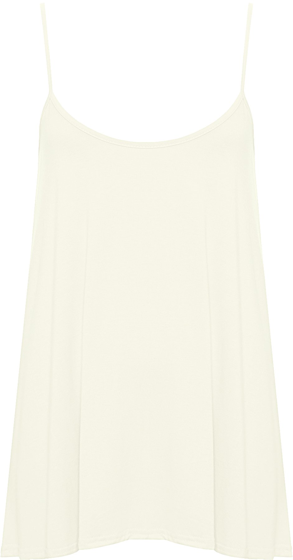 Wearall Women's Cream Plus Size Plain Strappy Sleeveless Swing Cami Vest Top 8-10